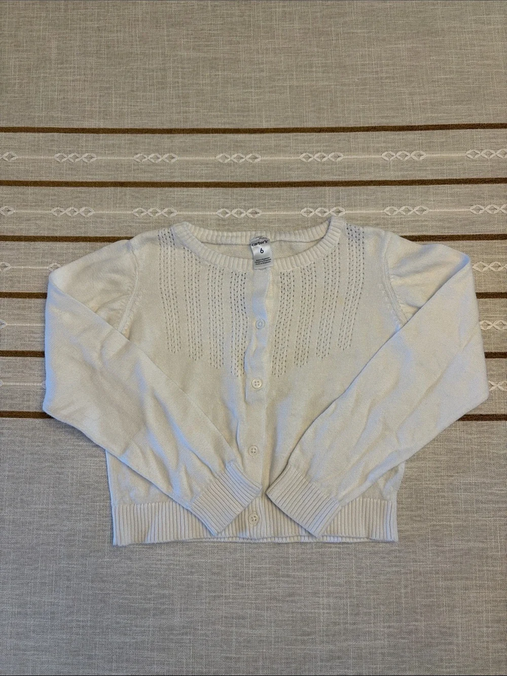 Carter's White Knit Button-Up Cardigan